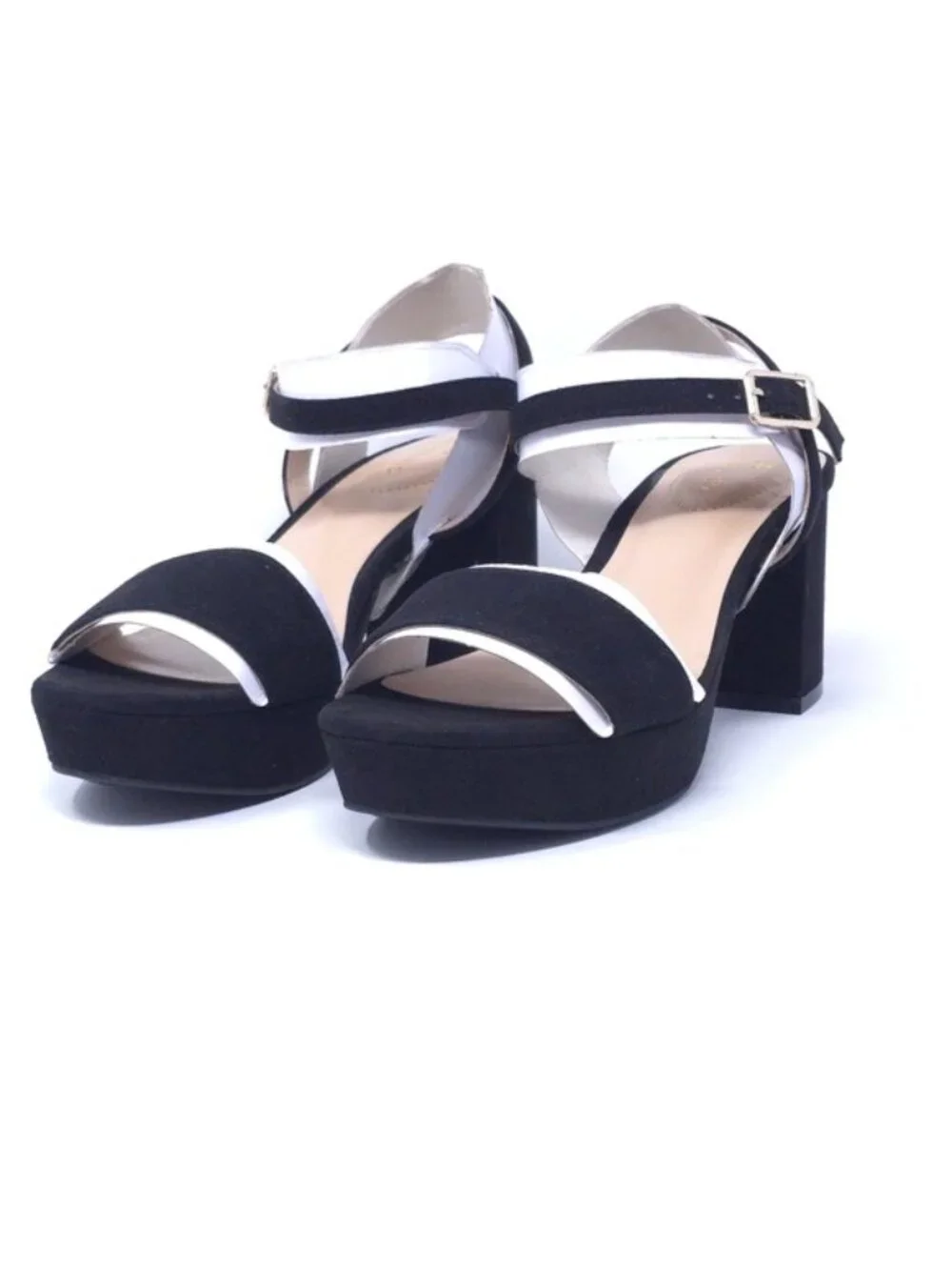 Bandolino Pennie 2 Genuine Suede Block Heel Ankle Strap Sandals Black 6M